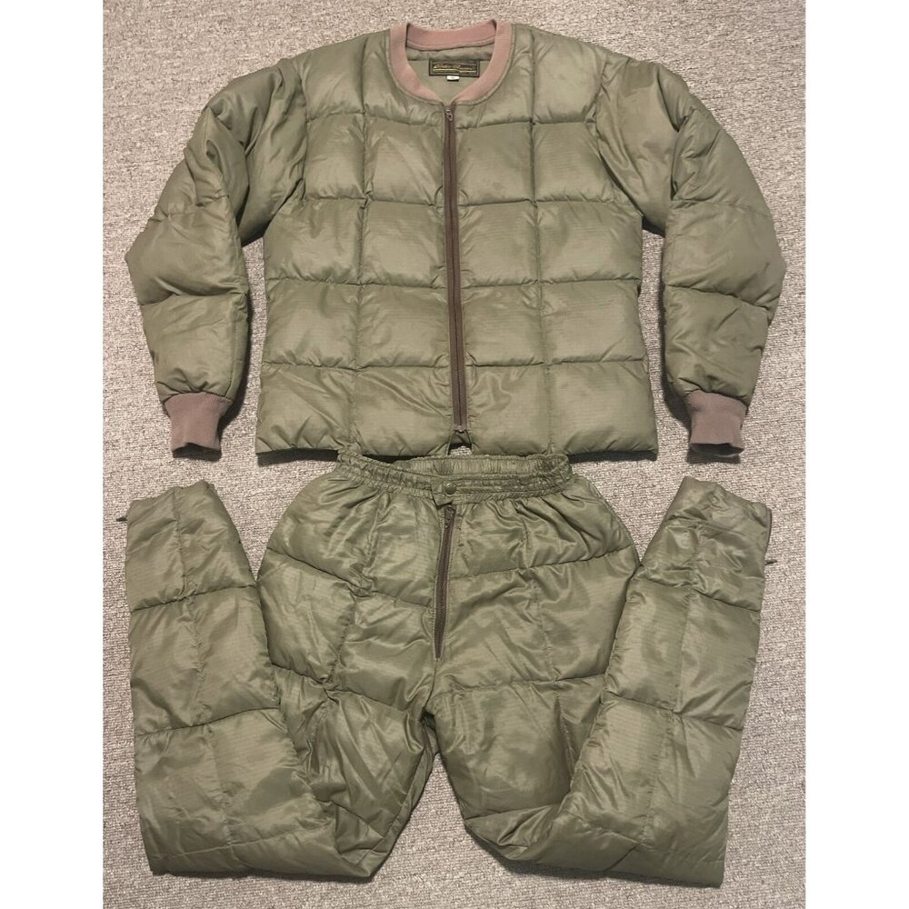 Vintage 60s 70s Small Eddie Bauer Premium Goose Down Quilted Jacket Pants Suit